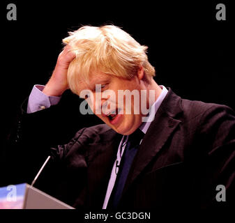 Der Bürgermeister von London, Boris Johnson, hält heute seine Rede auf der Jahreskonferenz der Konservativen Partei in Manchester. Stockfoto