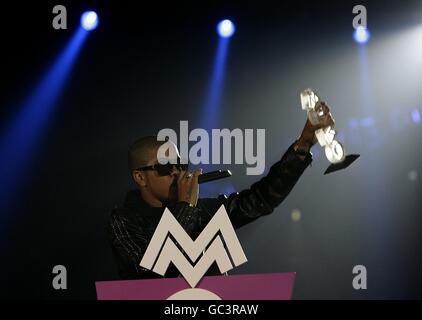 Chipmunk auf der Bühne mit dem Best Hip-Hop Act Award Die MOBO Awards 2009 beim SECC in Glasgow Stockfoto