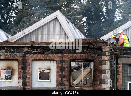 Gallaher Fabrik Feuer Stockfoto