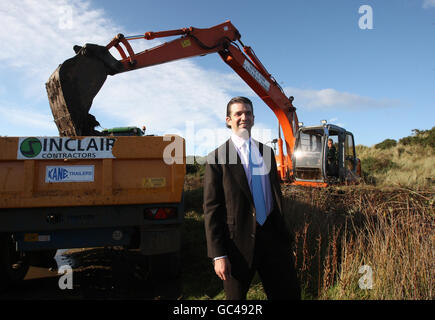 Donald Trump Jnr auf dem Menie Estate als der Bau auf US-Immobilien-Tycoon Donald Trumps umstrittenes Luxus-Golf-Resort beginnt. Stockfoto