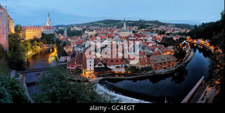 Panorama von Cesky Krumlov, Böhmen, Tschechien Stockfoto