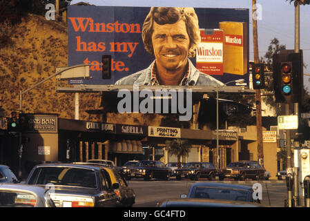 Winston-Cigarette Plakatwand am Sunset Strip in Los Angeles ca. 1970er Jahre Stockfoto