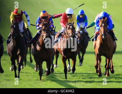 Der Steele Tango mit Liam Keniry (orange) kommt nach Hause Gewinnen Sie die Thurlow Nunn Standen Darley Einsätze Stockfoto