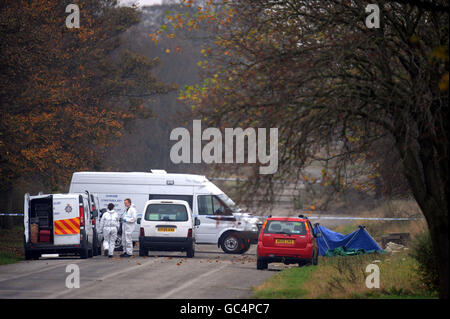 Die Szene in der Nähe von Sedgefield, Grafschaft Durham, in der Nähe der Stelle, an der der Körper eines Teenagers gefunden wurde. Stockfoto