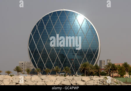 Der Hauptsitz des Unternehmens Aldar in Abu Dhabi, Vereinigte Arabische Emirate Stockfoto