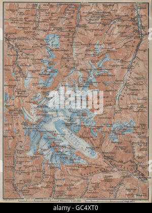 GLOCKNERGRUPPE Großglockner Topo-Karte. Österreich-Österreich Karte, 1927 Stockfoto