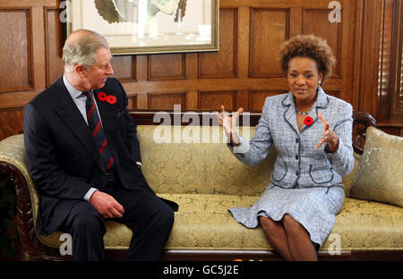 Der Prinz von Wales trifft sich mit der kanadischen Generalgouverneurin Michaelle Jean in der Residenz des Gouverneurs in Ottawa. Stockfoto