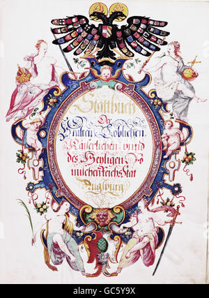 Dokumente, Zeitschrift der Reichsfreien Stadt Augsburg, geschrieben von Hans Lutzenberger, 1583, Zusatzrechte-Clearences-nicht vorhanden Stockfoto