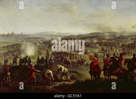 Veranstaltungen, Dreißigjähriger Krieg 1618 - 1648, Böhmisch-Pfälzer Krieg 1618 - 1626, Schlacht am Weißen Berg, 8.11.1620, Malerei, 17. Jahrhundert, Bayerisches Armeemuseum, Ingolstadt, Kaiserliche Armee, Böhmischer Aufstand, Katholischer Bund, Kavallerie, Artillerie, Kanone, Bildende Kunst, Barock, Böhmisch-Pfalz, Soldaten, Böhmen, Tschechien, historisch, historisch, Menschen, Zusatzrechte-Clearences-nicht vorhanden Stockfoto