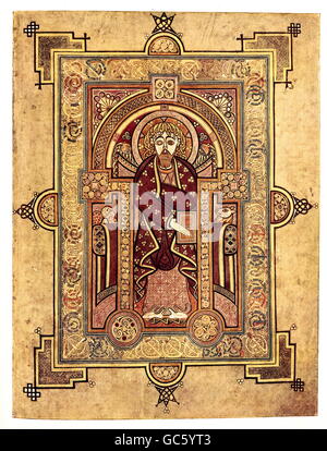 Literatur, Bücher, Buch von Kells, 7.-9. Jahrhundert, Miniatur, Startseite, des Matthäus-Evangeliums, Trinity College, Dublin, Stockfoto