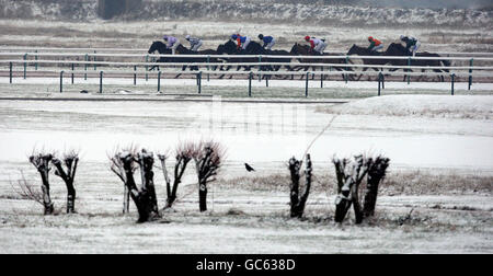 Pferderennen - Southwell Racecourse. Pferde Rennen beim Golfspiel im Southwell Golf Club Handicap Stakes Stockfoto