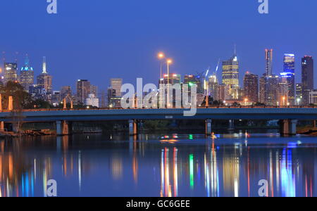 Melbourne Nacht Stadtbild Australien Stockfoto