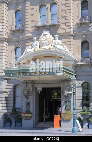 Ikonische Hotel Windsor in Melbourne Australien. Australiens einzige Überlebende grand 19. Jahrhundert Stadthotel. Stockfoto