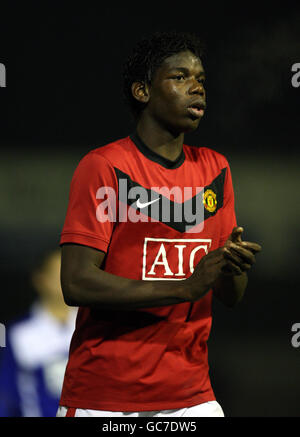 Fußball - FA Youth Cup - Dritte Runde - Manchester United / Birmingham City - Moss Lane. Paul Pogba von Manchester United Stockfoto