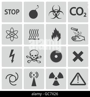 Vektor schwarze Gefahr Icons set Stock Vektor