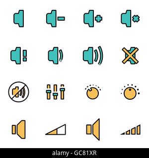 Trendige flache Linie Icon Pack für Designer und Entwickler. Vektor-Linie-Lautsprecher-Icon-set Stock Vektor