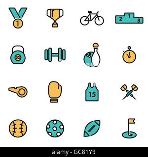 Trendige flache Linie Icon Pack für Designer und Entwickler. Vektor-Linie-Sport-Icon-set Stock Vektor