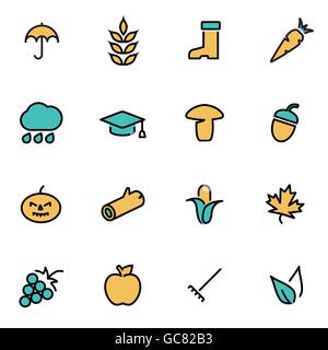 Trendige flache Linie Icon Pack für Designer und Entwickler. Vektor-Linie-Herbst-Icon-set Stock Vektor