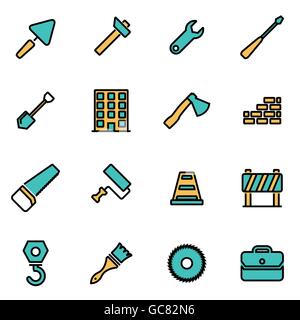 Trendige flache Linie Icon Pack für Designer und Entwickler. Vektor-Linie-Bau-Icon-set Stock Vektor