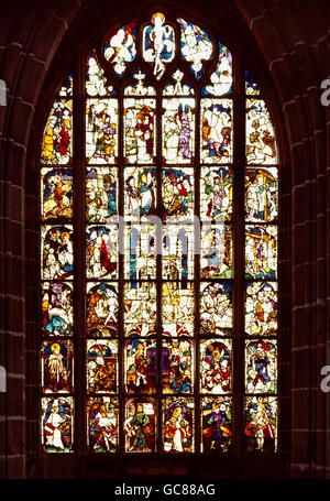 Bildende Kunst, Wolgemut, Michael (1434-1519), Glas-Malerei, "Kaiserfenster" (Imperial Fenster), 1493, Sankt-Lorenz-Kirche, Nürnberg, Deutschland, Stockfoto