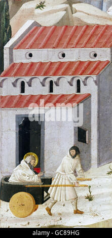 Bildende Kunst, Mittelalter, Italien, Malerei, "Szenen aus dem Leben des Eremiten Thebais", Fragment, Kasein auf Holz, toskanischen Schule, ca. 1440 / 1450, Kunsthaus Zürich, Stockfoto