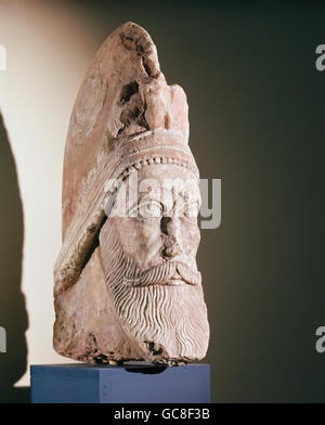 Bildende Kunst, antike, Parthien, Leiter der König, Kalkstein, Höhe: 54 cm, Tatra / Cadra, 200-240 N.Chr., irakische nationale Museum Baghdad, Stockfoto