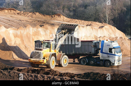 Winterwetter. Winsford Rock Salzbergwerk in Cheshire. Stockfoto