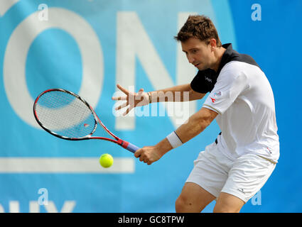 Tennis - die AEGON Trophy 2009 - Tag fünf - Nottingham Tennis Center. Der britische Alex Bogdanovic in Aktion Stockfoto