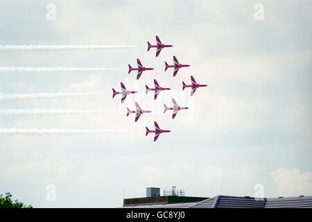 Luftfahrt - anzeigen Royal Air Force Red Arrows Team Stockfoto