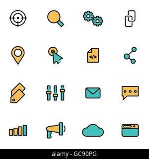 Trendige flache Linie Icon Pack für Designer und Entwickler. Vektor-Linie-Seo-Icon-set Stock Vektor