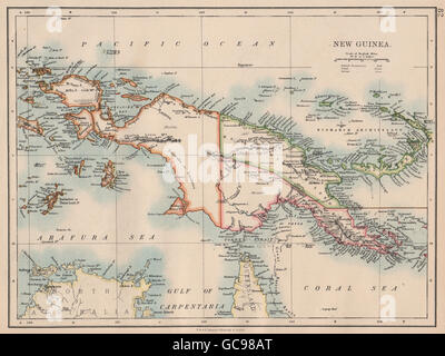 KOLONIALE NEUGUINEA. Kaiser-Wilhelm-Land. British & Niederländisch Neu-Guinea, 1897-Karte Stockfoto