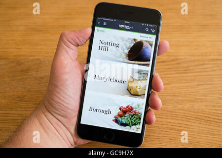 Amazon Prime frische Lebensmittel Lieferung Service-app auf einem Smartphone iPhone 6 gezeigt Stockfoto