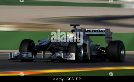 Nico Rosberg testet den neuen Mercedes während der Formel-1-Testreihe auf dem Circuit de la Comunitat Valenciana Ricardo Tormo, Valencia, Spanien. Stockfoto