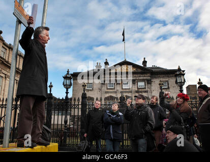Billy Bragg Protest in Edinburgh Stockfoto