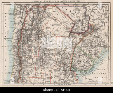 URUGUAY PARAGUAY NORD-ARGENTINIEN. River Plate Staaten Chile. JOHNSTON, 1897-Karte Stockfoto