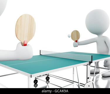 3D Renderer Bild. Weiße Leute spielen Ping pong. Sport-Konzept. Isolierten weißen Hintergrund. Stockfoto