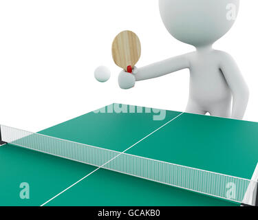 3D Renderer Bild. Weiße Leute spielen Ping pong. Sport-Konzept. Isolierten weißen Hintergrund. Stockfoto