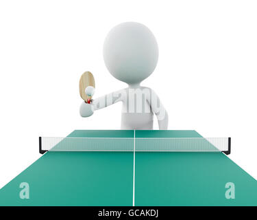 3D Renderer Bild. Weiße Leute spielen Ping pong. Sport-Konzept. Isolierten weißen Hintergrund. Stockfoto