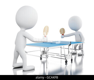 3D Renderer Bild. Weiße Leute spielen Ping pong. Sport-Konzept. Isolierten weißen Hintergrund. Stockfoto