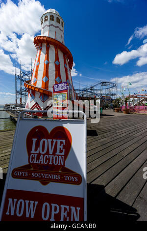 Das Durcheinander auf dem Pier in Clacton-on-Sea, Essex, England. Stockfoto