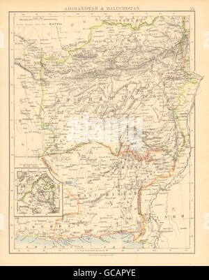 AFGHANISTAN & BELUTSCHISTAN. Kabul.British Baluchistan.Pakistan Karte 1897 alt Stockfoto