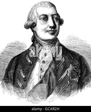 George III (1738 – 1820), König von England und Schottland vom 25. Oktober 1760 bis der Act of Union am 1. Januar 1801, nach denen er bis zu seinem Tod König des Vereinigten Königreichs von Großbritannien und Irland war. Er war der dritte britische Monarch des Hauses Hannover, aber im Gegensatz zu seinen beiden Vorgängern er wurde geboren in Großbritannien, sprach Englisch als seine Muttersprache und noch nie besucht Hannover. Stockfoto