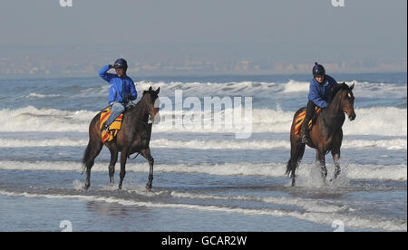 Pferderennen - Redcar Strand Galoppaden Stockfoto