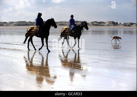 Pferderennen - Redcar Strand Galoppaden Stockfoto