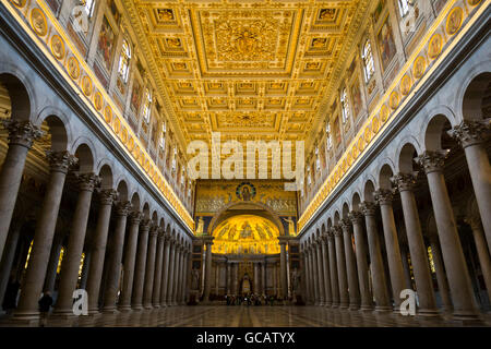 Innen Basilika San Paolo Fuori le Mura. Rom, Italien Stockfoto