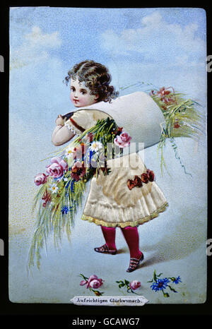 Bildende Kunst, Papier, Grußkarten, Farbe Lithographie um 1890, Stockfoto