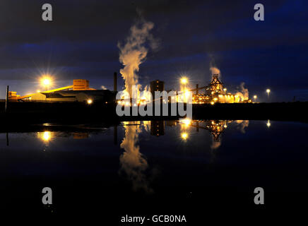 Gesamtansicht der Corus Teesside Cast Products-Website in Redcar, die diese Woche mit dem Verlust von 1,600 Arbeitsplätzen gemottet werden soll. Stockfoto