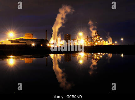 Gesamtansicht der Corus Teesside Cast Products-Website in Redcar, die diese Woche mit dem Verlust von 1,600 Arbeitsplätzen gemottet werden soll. Stockfoto