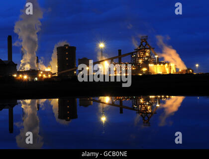 Gesamtansicht der Corus Teesside Cast Products-Website in Redcar, die diese Woche mit dem Verlust von 1,600 Arbeitsplätzen gemottet werden soll. Stockfoto