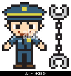 Illustration Design Pixel Kunst Polizei Stockfoto